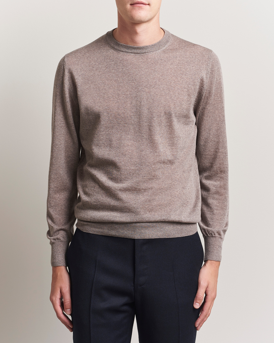 Herre | Gensere | Canali | Merino Wool Crew Neck Beige
