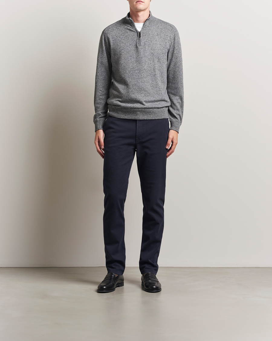 Herre | Gensere | Canali | Donegal Half Zip Sweater Grey Melange