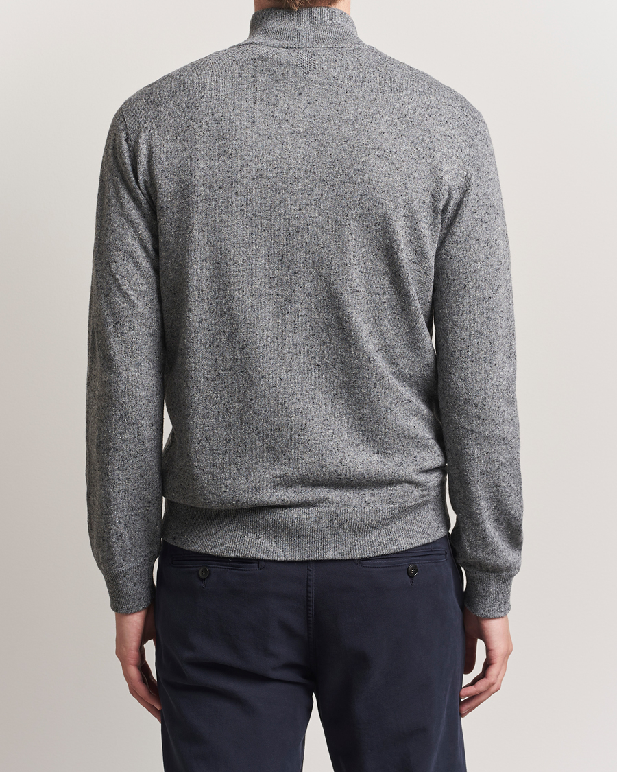 Herre | Gensere | Canali | Donegal Half Zip Sweater Grey Melange