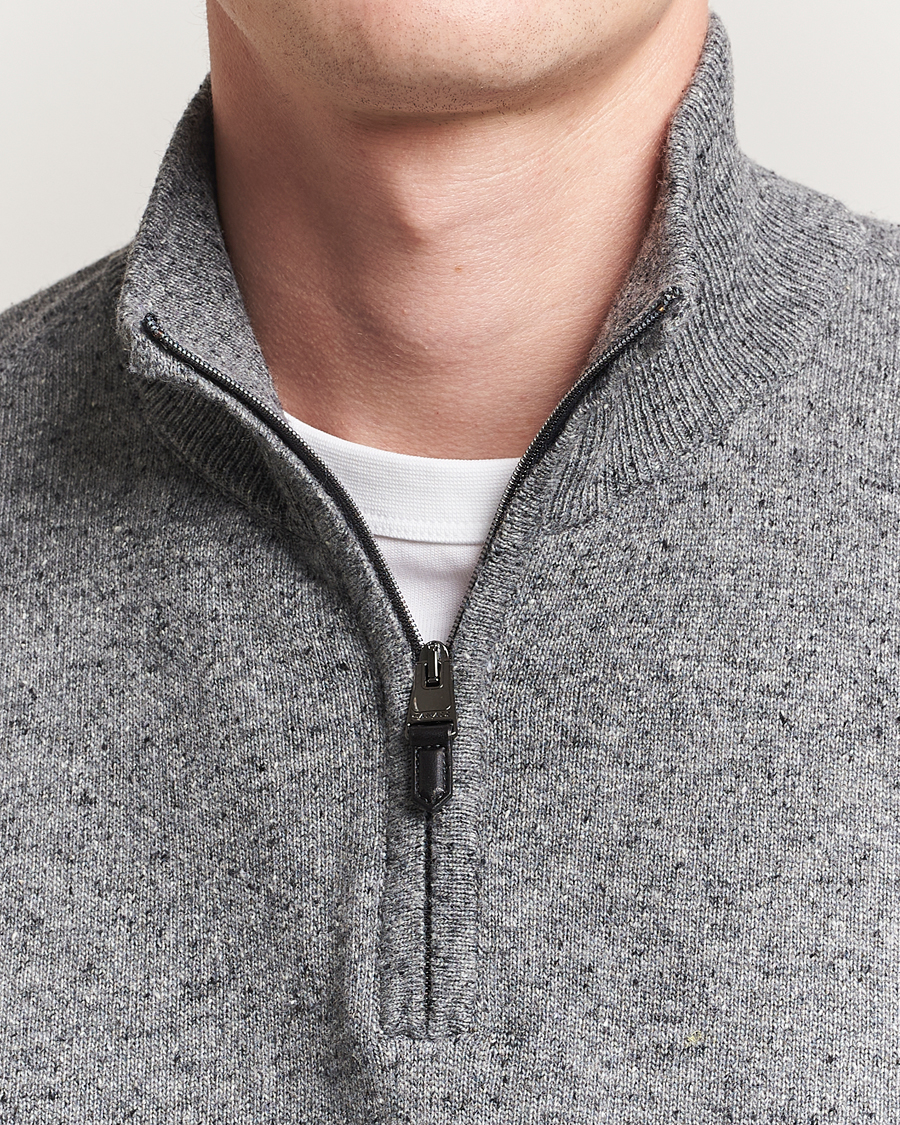 Herre | Gensere | Canali | Donegal Half Zip Sweater Grey Melange