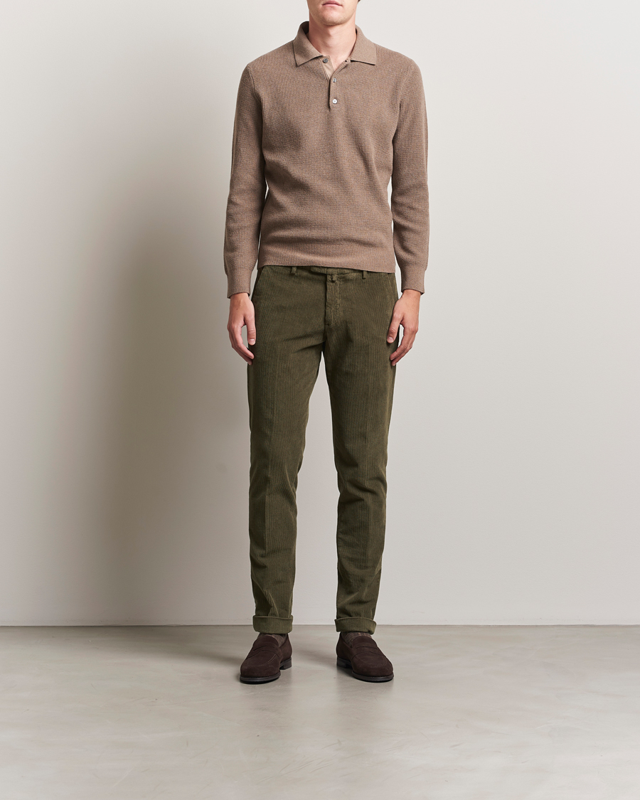 Herre | Gensere | Canali | Wool/Cashmere Long Sleeve Polo Brown