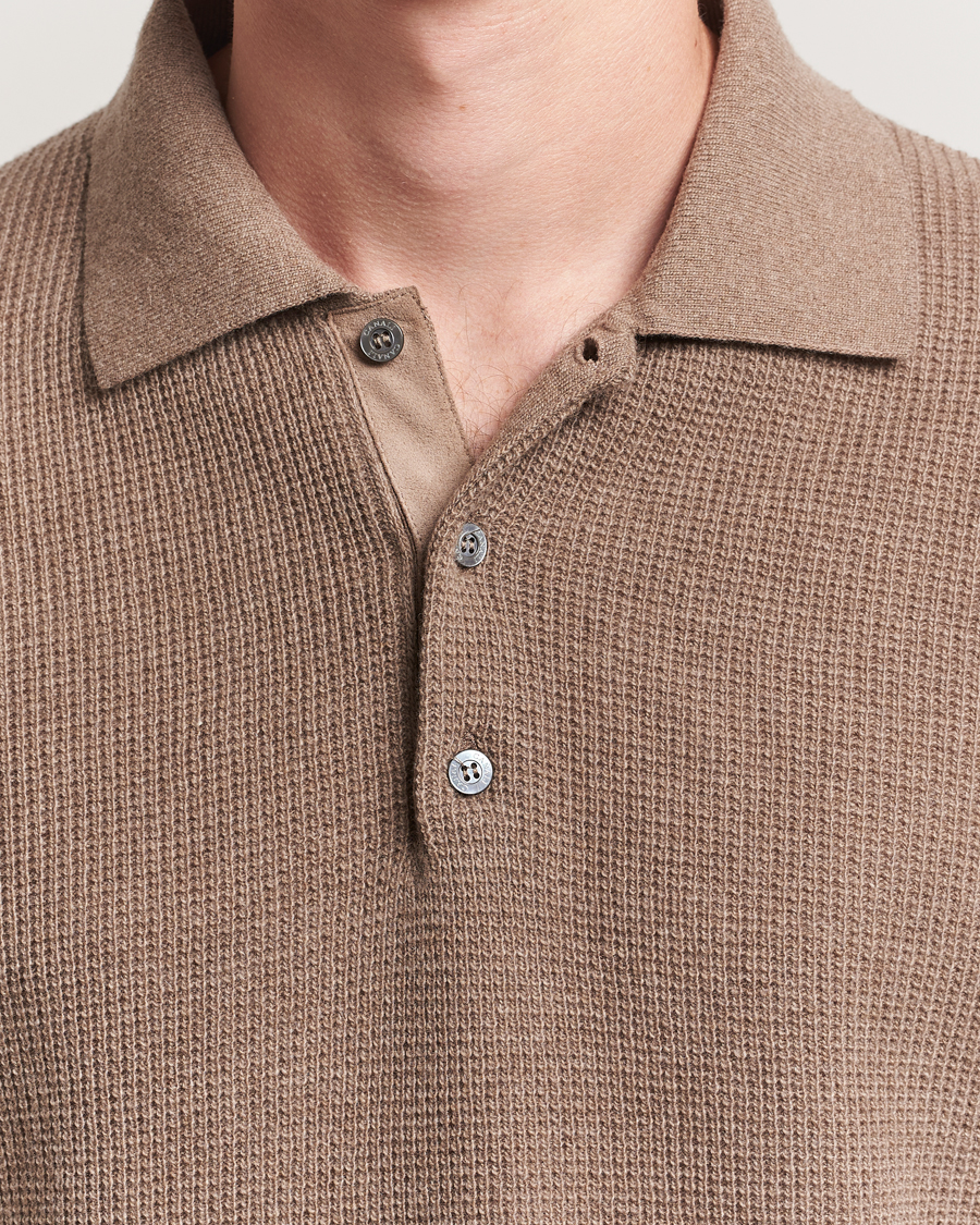 Herre | Gensere | Canali | Wool/Cashmere Long Sleeve Polo Brown