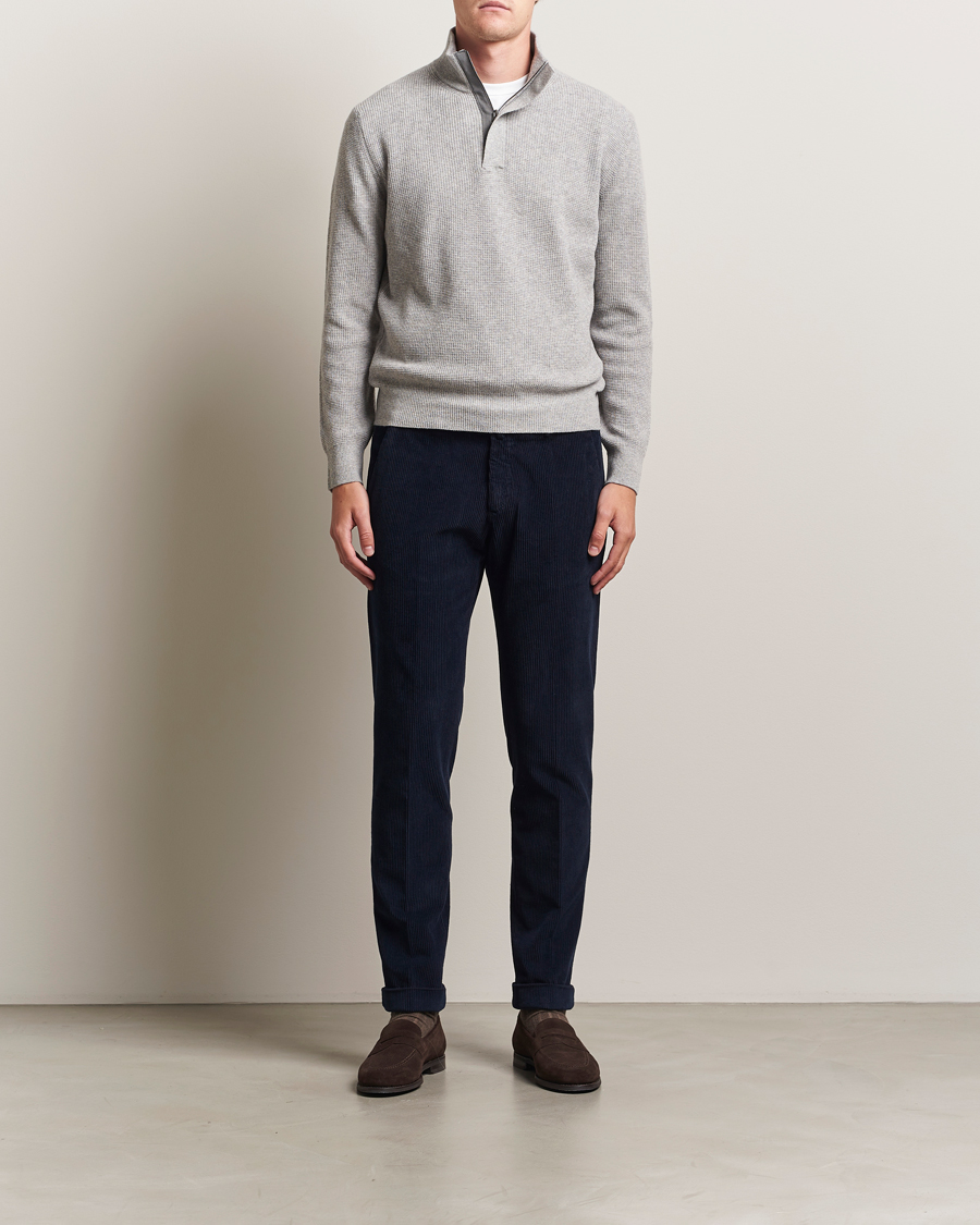 Herre | Gensere | Canali | Wool/Cashmere Half Zip Light Grey