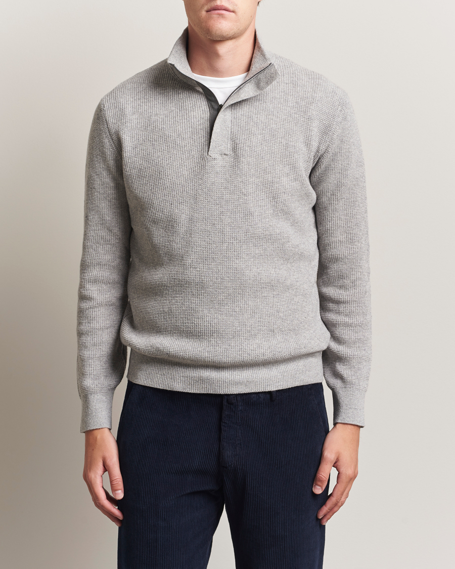 Herre | Gensere | Canali | Wool/Cashmere Half Zip Light Grey