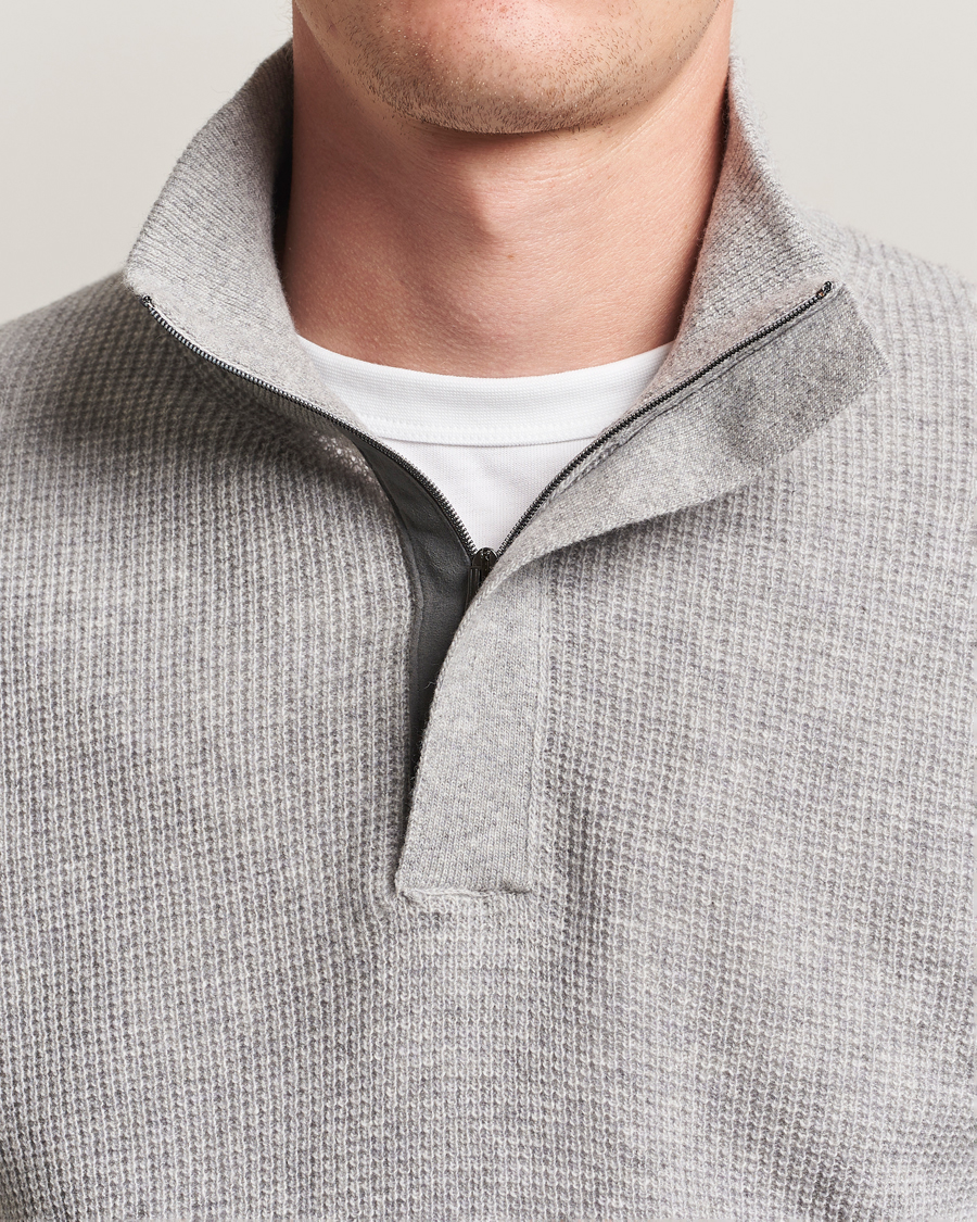 Herre | Gensere | Canali | Wool/Cashmere Half Zip Light Grey