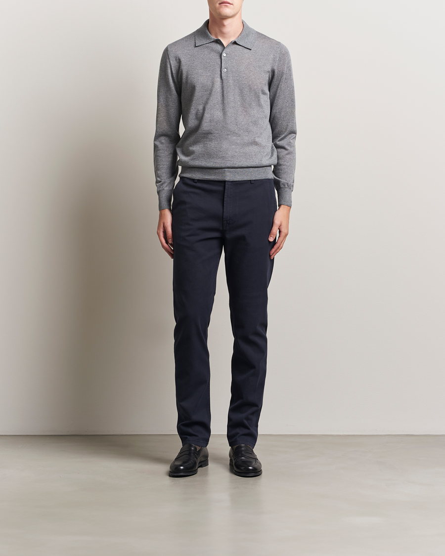 Herre | Bukser | Canali | Cotton Twill Chinos Navy