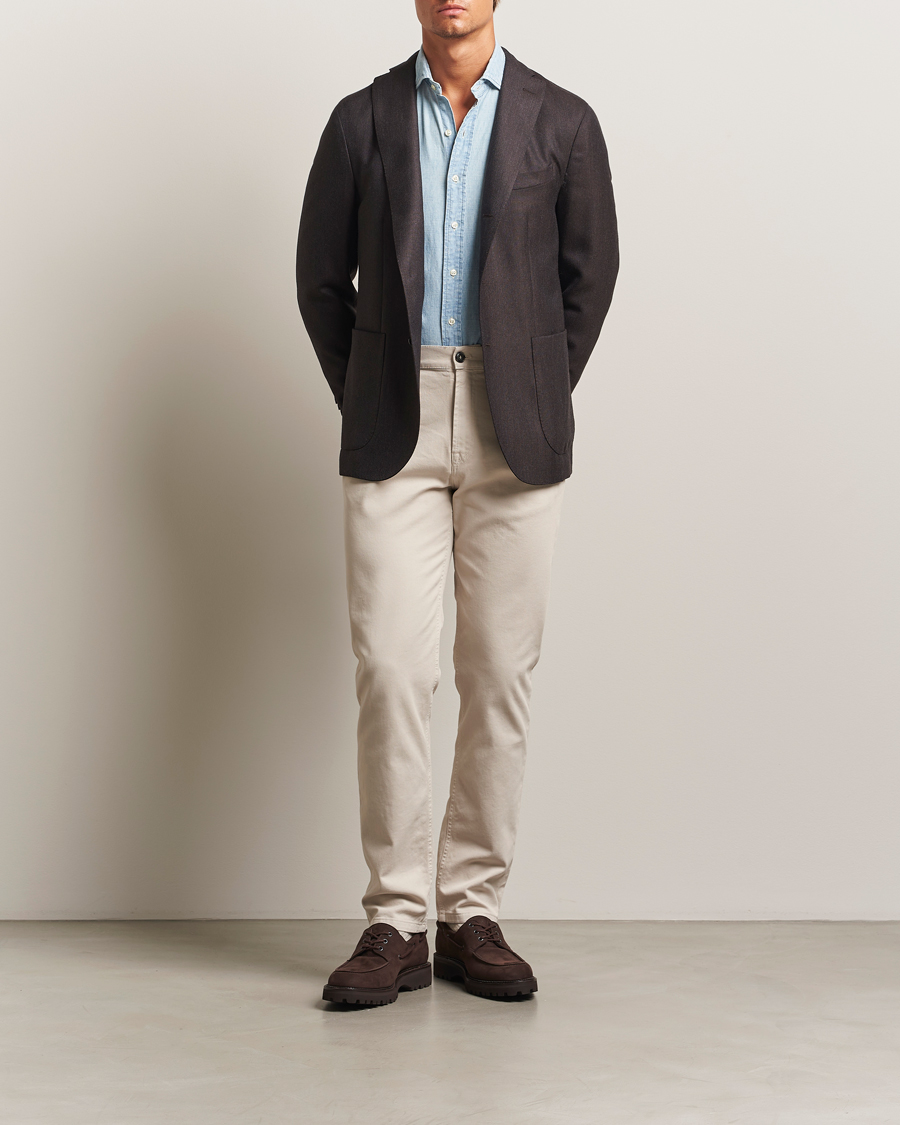 Herre | Bukser | Canali | Cotton Twill Chinos Light Beige