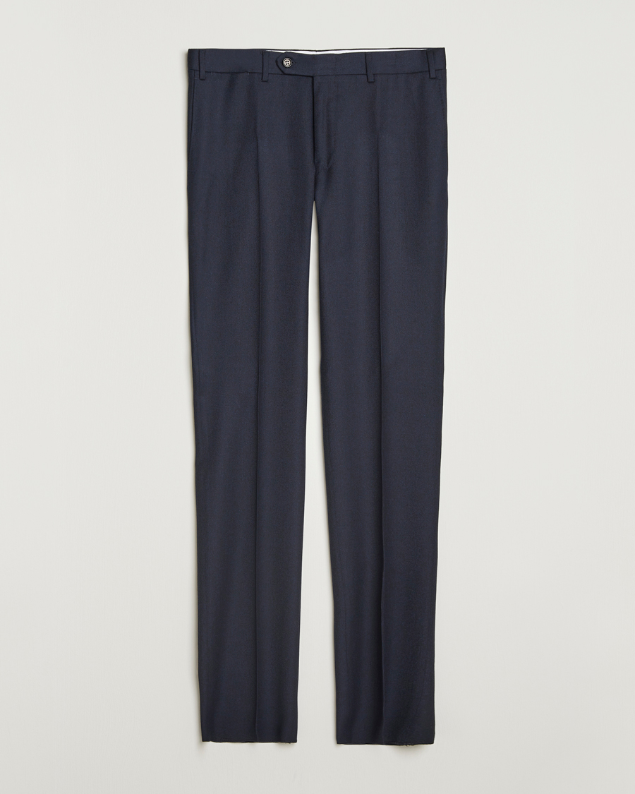 Herre | Bukser | Canali | Slim Fit Flannel Trousers Navy