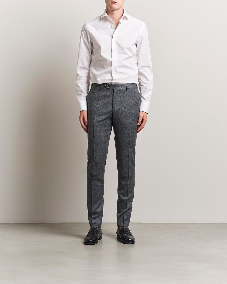 Herre | Skjorter | Canali | Slim Fit Cotton/Stretch Shirt White