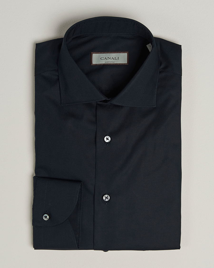 Herre | Skjorter | Canali | Slim Fit Cotton/Stretch Shirt Navy