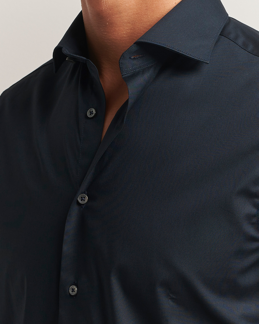 Herre | Skjorter | Canali | Slim Fit Cotton/Stretch Shirt Navy