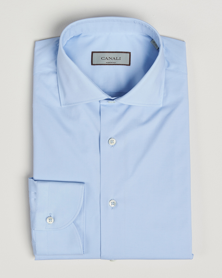 Herre | Skjorter | Canali | Slim Fit Cotton/Stretch Shirt Light Blue