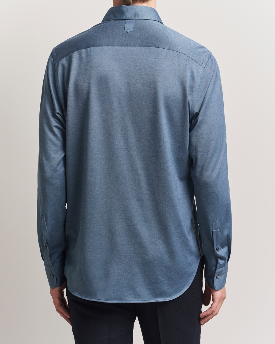 Herre | Skjorter | Canali | Jersey Piquet Shirt Blue