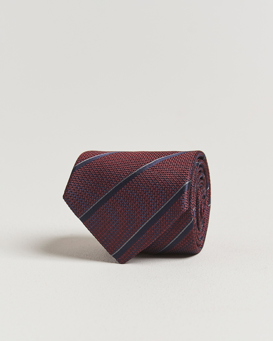 Herre | Slips | Canali | Regimental Stripe Silk Tie Burgundy/Navy