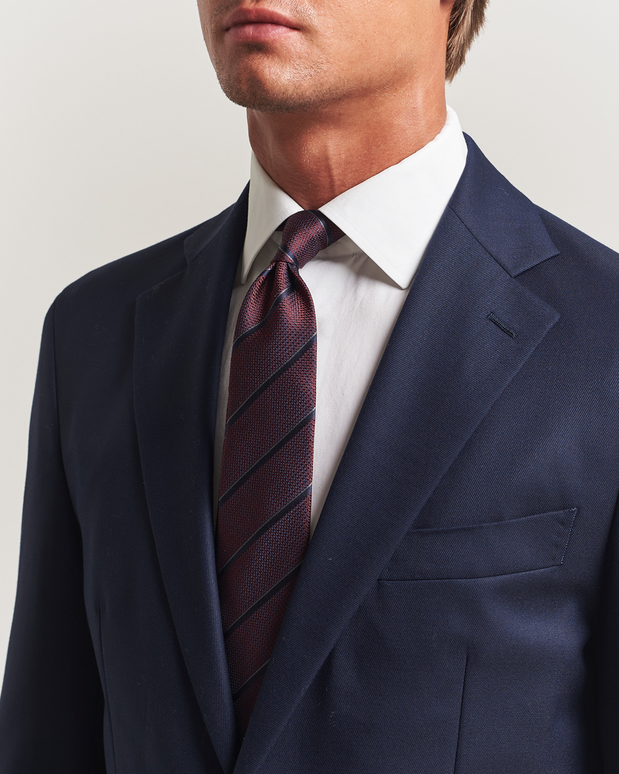 Herre | Slips | Canali | Regimental Stripe Silk Tie Burgundy/Navy