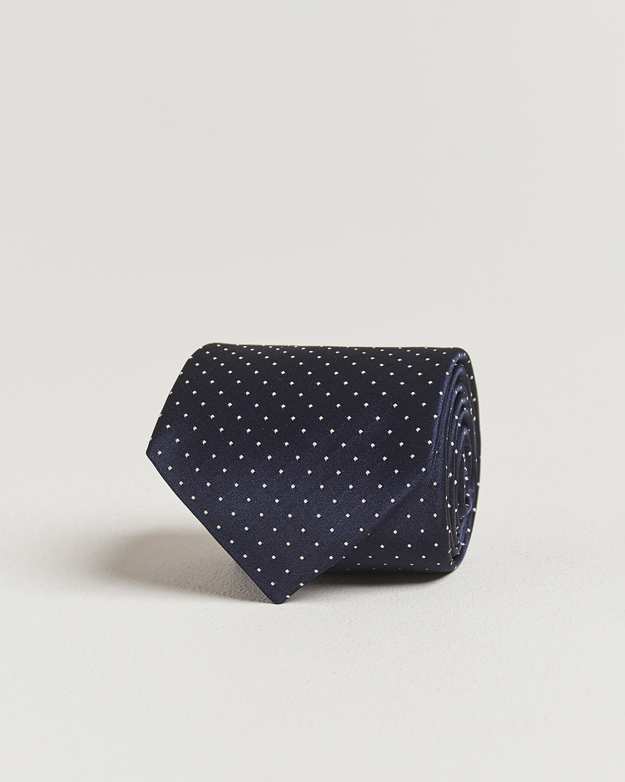 Herre | Slips | Canali | Micro Dot Silk Tie Navy