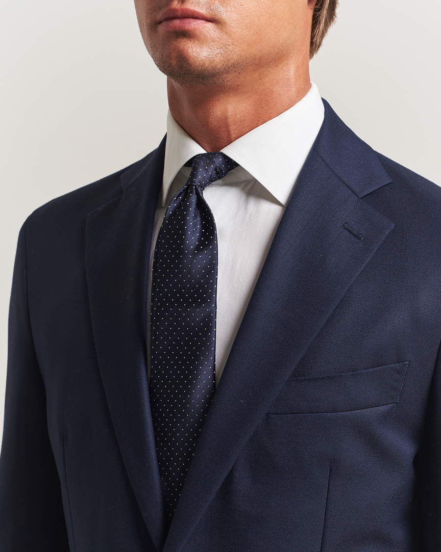 Herre | Slips | Canali | Micro Dot Silk Tie Navy