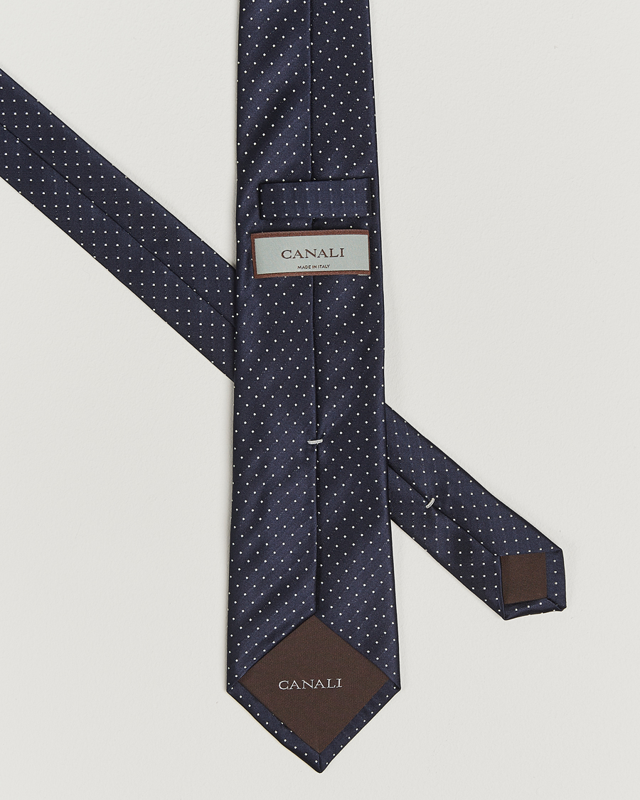 Herre | Slips | Canali | Micro Dot Silk Tie Navy