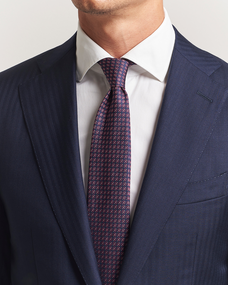 Herre | Slips | Canali | Jacquard Silk Tie Navy/Pink