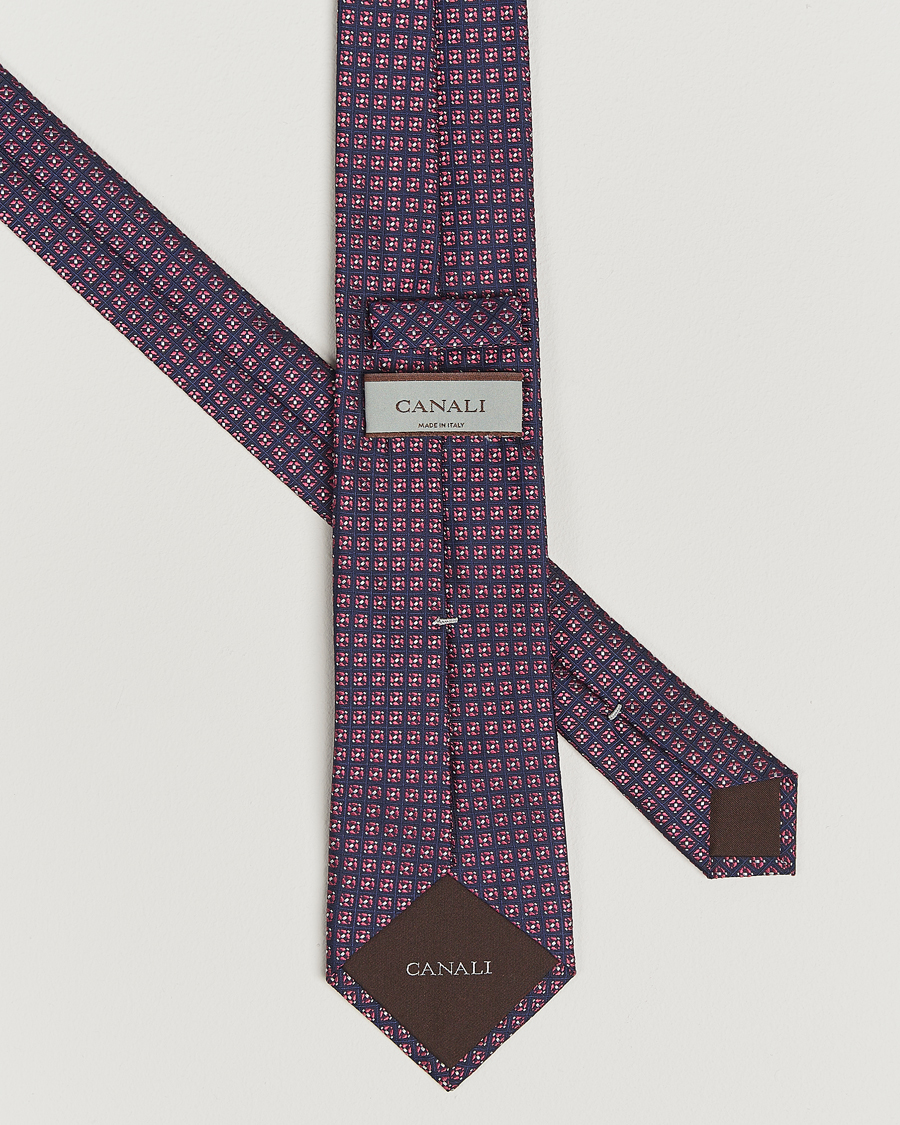 Herre | Slips | Canali | Jacquard Silk Tie Navy/Pink