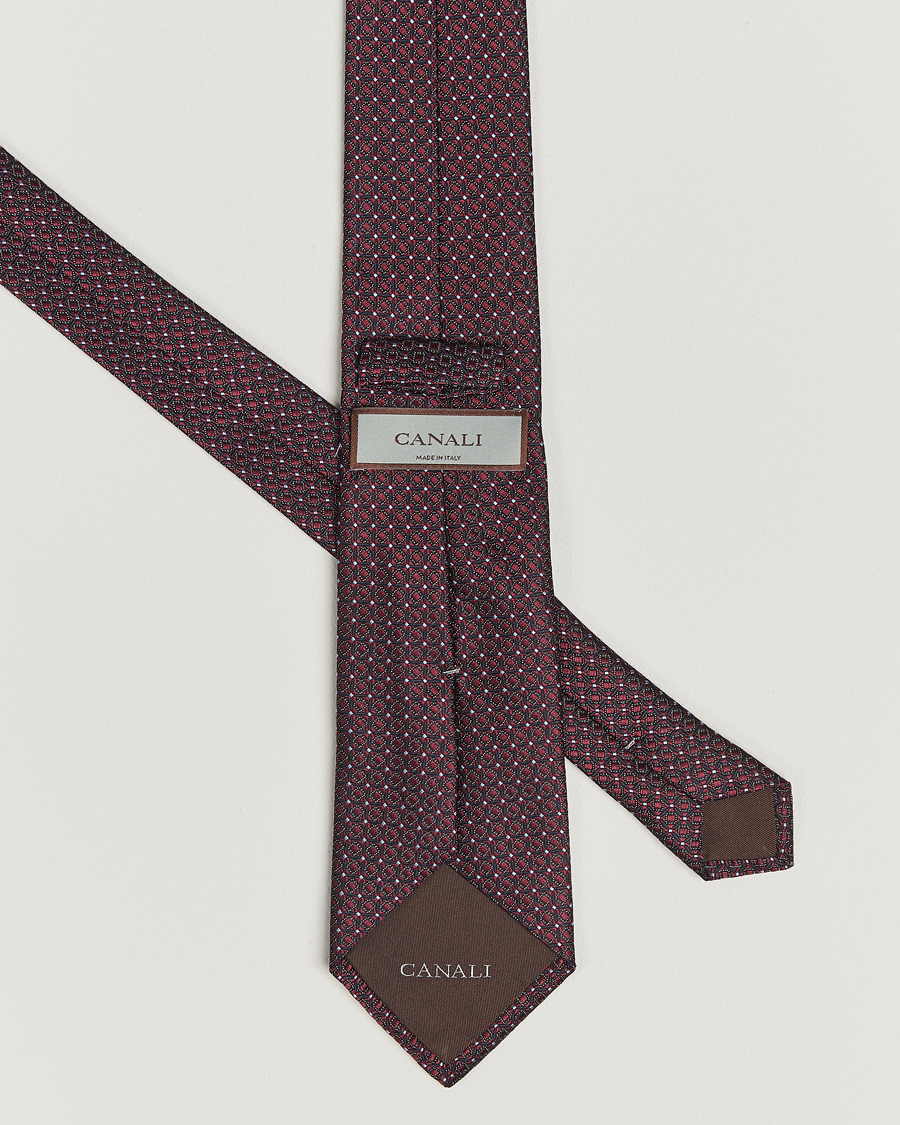 Herre | Slips | Canali | Jacquard Silk Tie Burgundy
