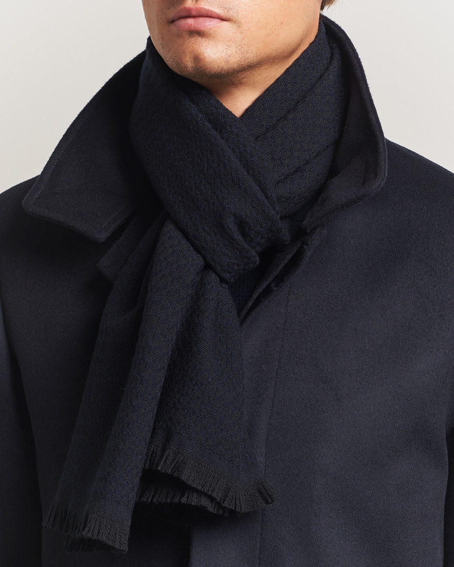 Herre | Scarves | Canali | Jacquard Wool Scarf Navy