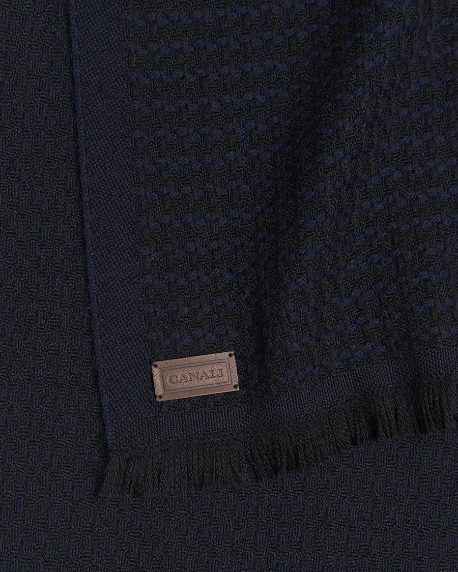 Herre | Scarves | Canali | Jacquard Wool Scarf Navy
