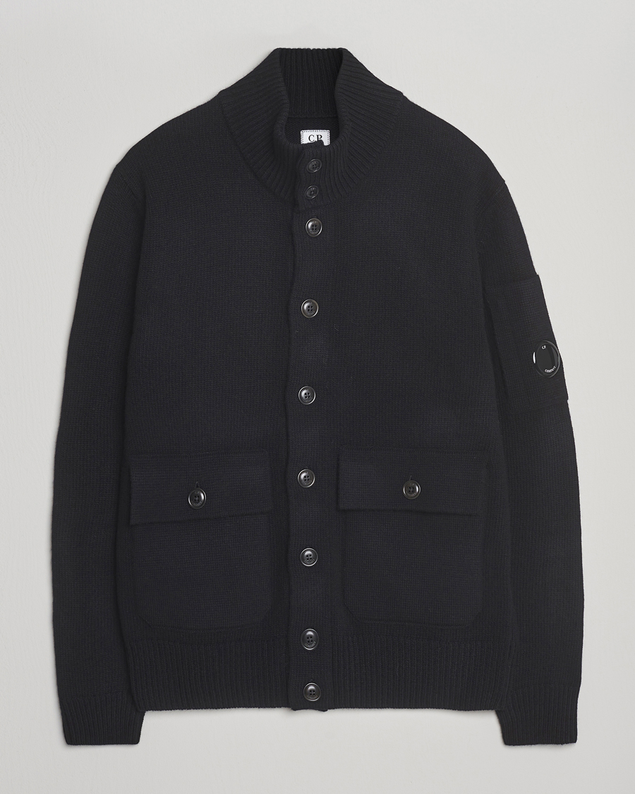 Herre | Gensere | C.P. Company | Knitted Lambswool Cardigan Black