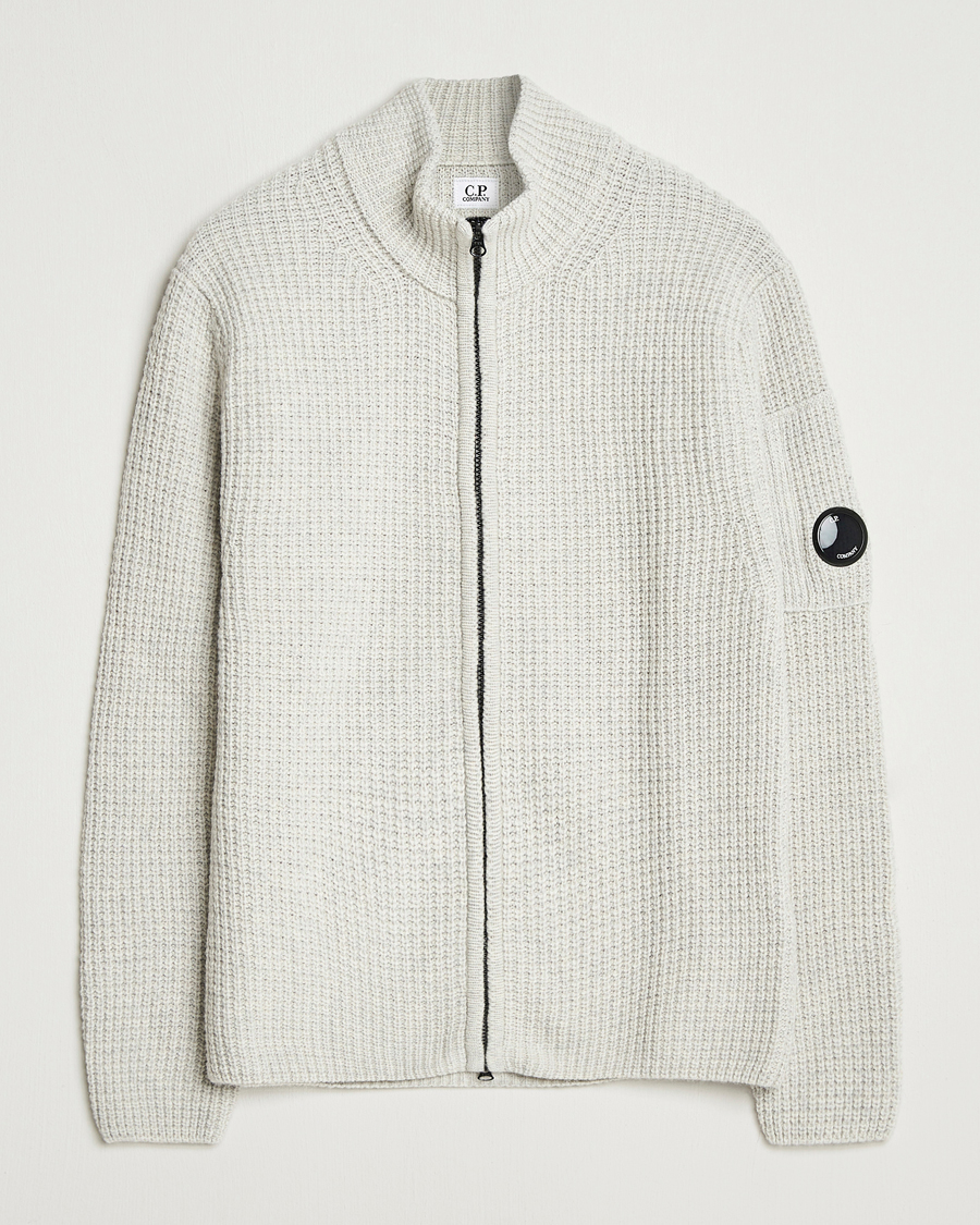 Herre | Gensere | C.P. Company | Structure Lambswool Full Zip Grey
