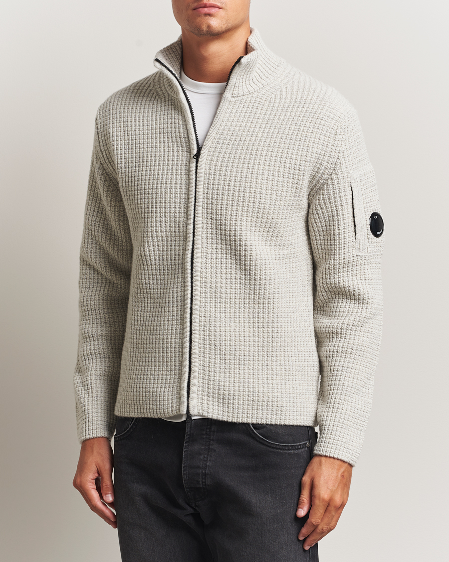 Herre | Gensere | C.P. Company | Structure Lambswool Full Zip Grey