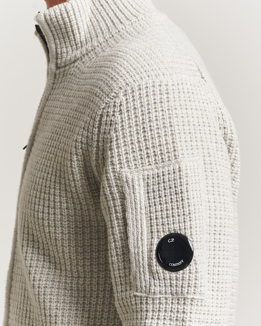 Herre | Gensere | C.P. Company | Structure Lambswool Full Zip Grey