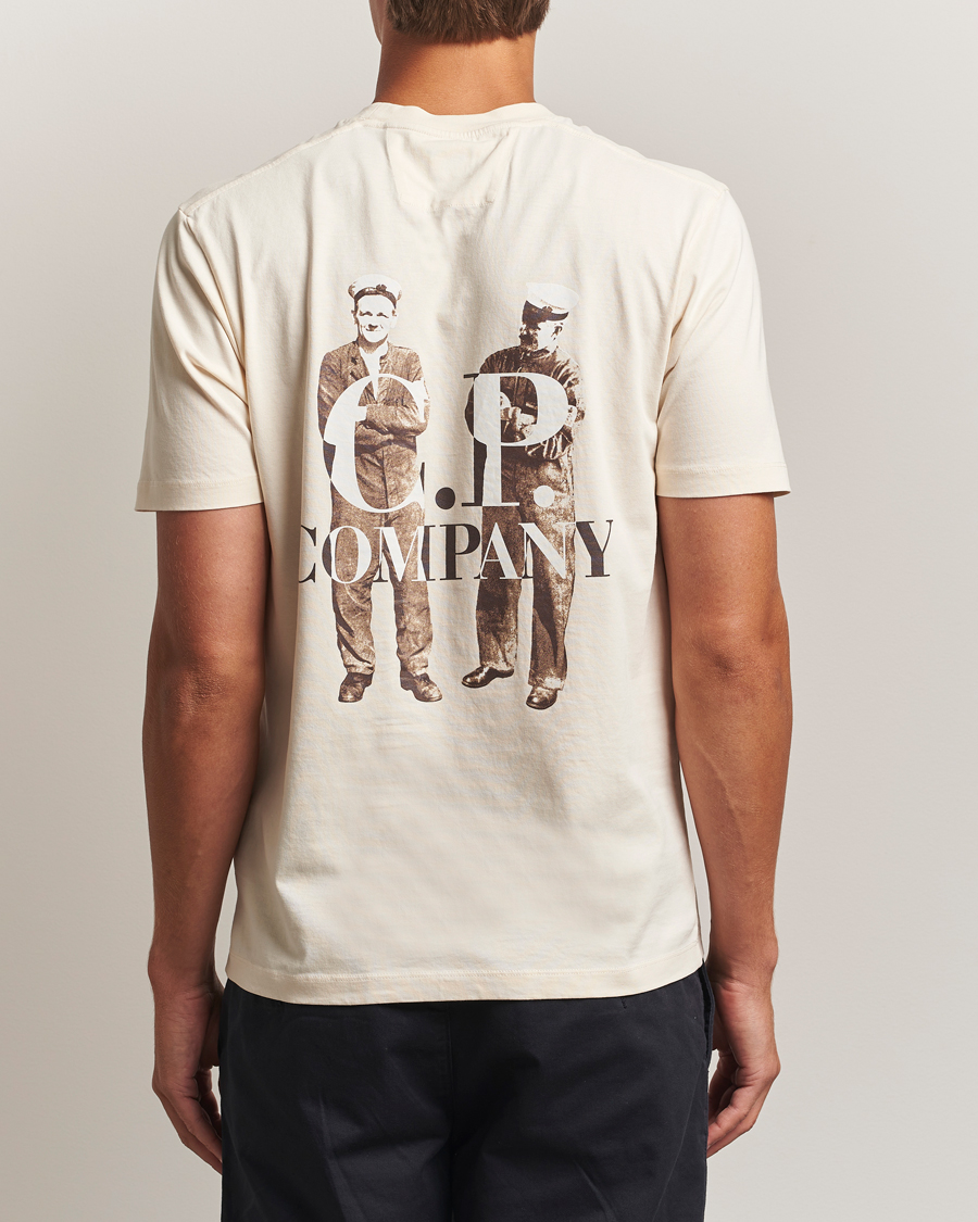 Herre | T-Shirts | C.P. Company | Jersey Back Logo T-Shirt Cream
