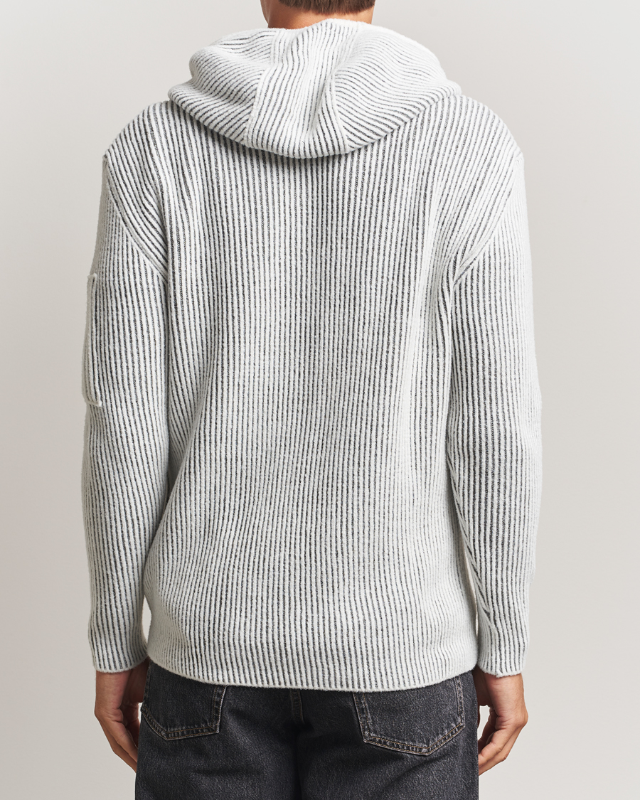 Herre | Gensere | C.P. Company | Knitted Full Zip Hood White/Grey