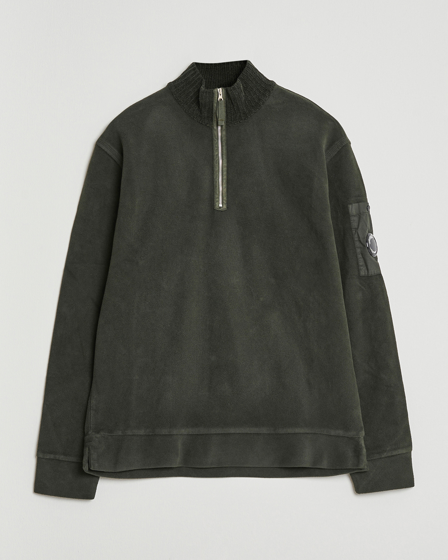 Herre | Gensere | C.P. Company | Brushed Emerized Diagonal Fleece Half Zip Dark Green