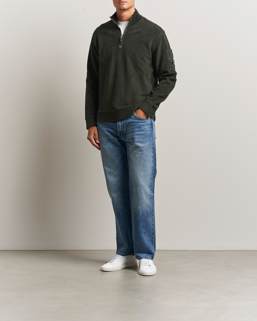 Herre | Gensere | C.P. Company | Brushed Emerized Diagonal Fleece Half Zip Dark Green