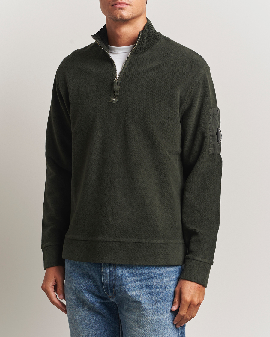 Herre | Gensere | C.P. Company | Brushed Emerized Diagonal Fleece Half Zip Dark Green
