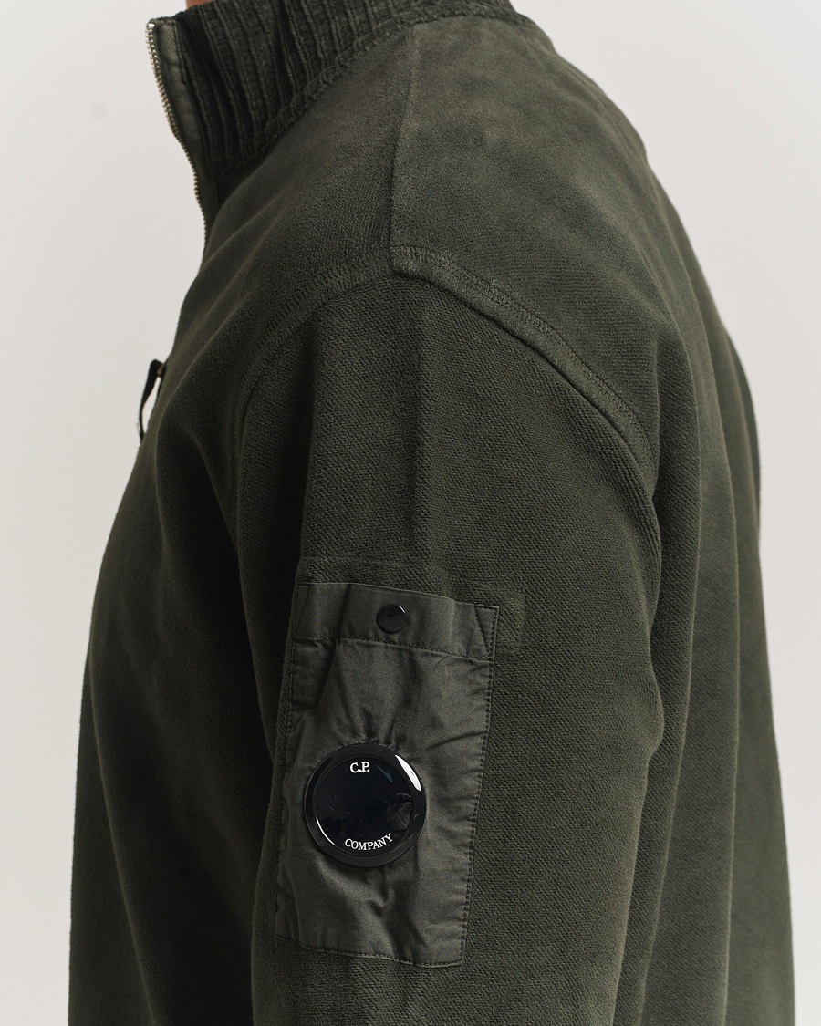 Herre | Gensere | C.P. Company | Brushed Emerized Diagonal Fleece Half Zip Dark Green
