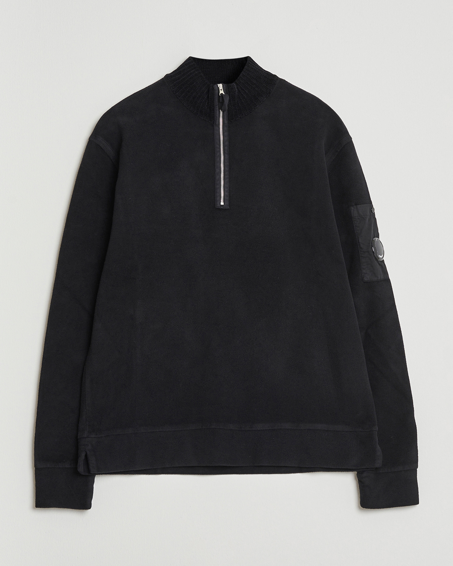 Herre | Gensere | C.P. Company | Brushed Emerized Diagonal Fleece Half Zip Black