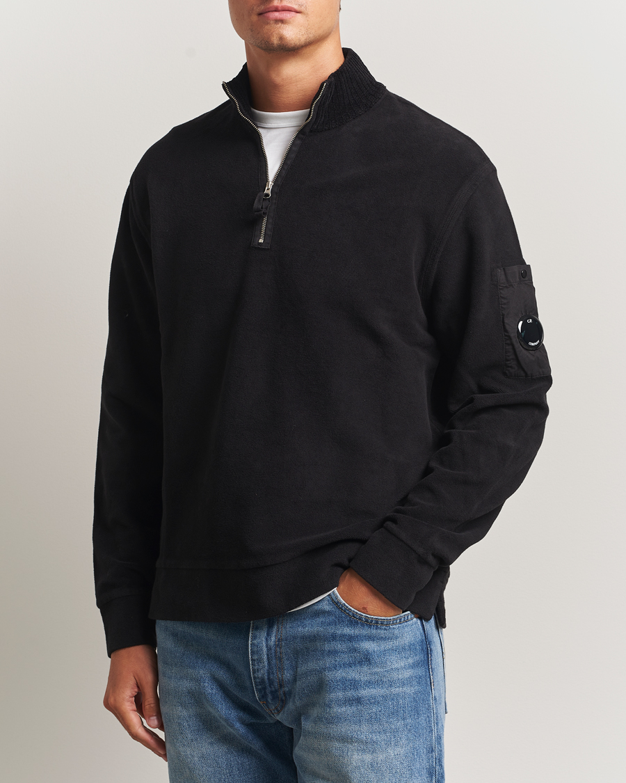 Herre | Gensere | C.P. Company | Brushed Emerized Diagonal Fleece Half Zip Black