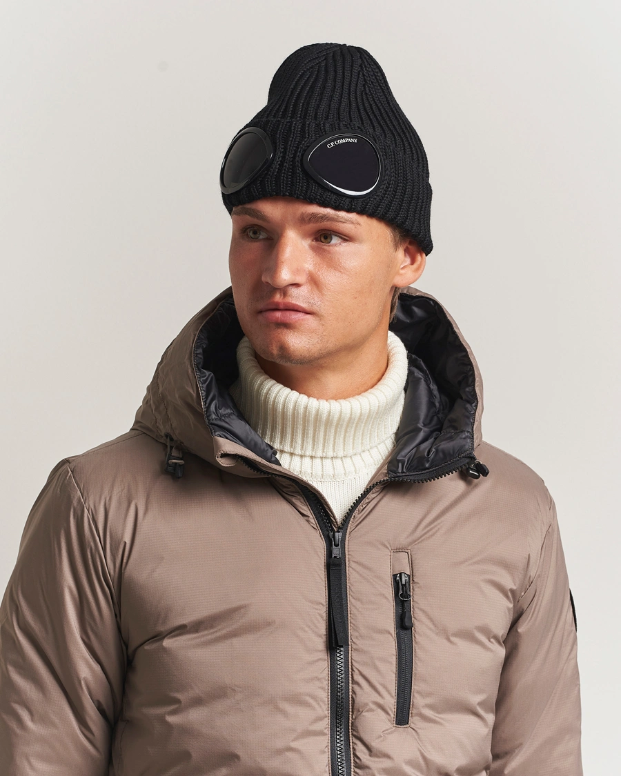 Herre | Luer | C.P. Company | Knitted Merino Goggle Beanie Black