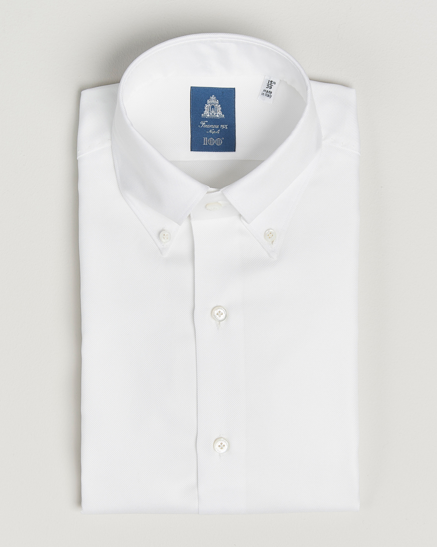 Herre | Skjorter | Finamore Napoli | Milano Slim Oxford Button Down Shirt White