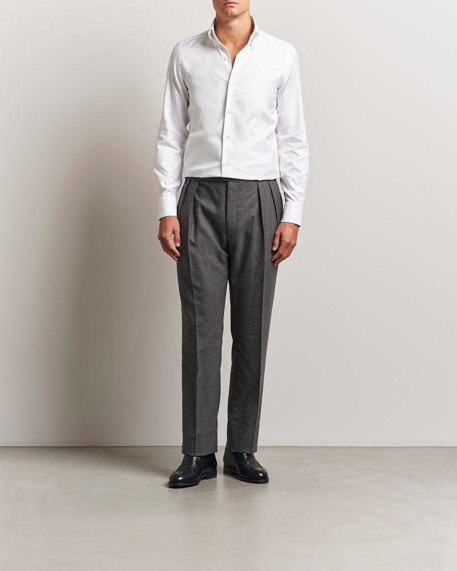 Herre | Skjorter | Finamore Napoli | Milano Slim Oxford Button Down Shirt White