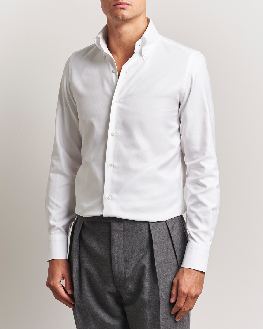 Herre | Skjorter | Finamore Napoli | Milano Slim Oxford Button Down Shirt White