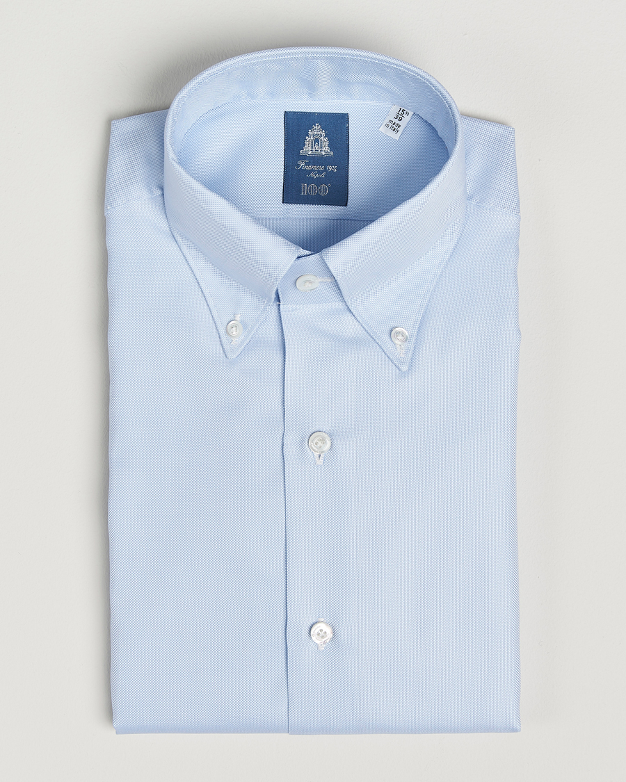Herre | Skjorter | Finamore Napoli | Milano Slim Oxford Button Down Shirt Light Blue