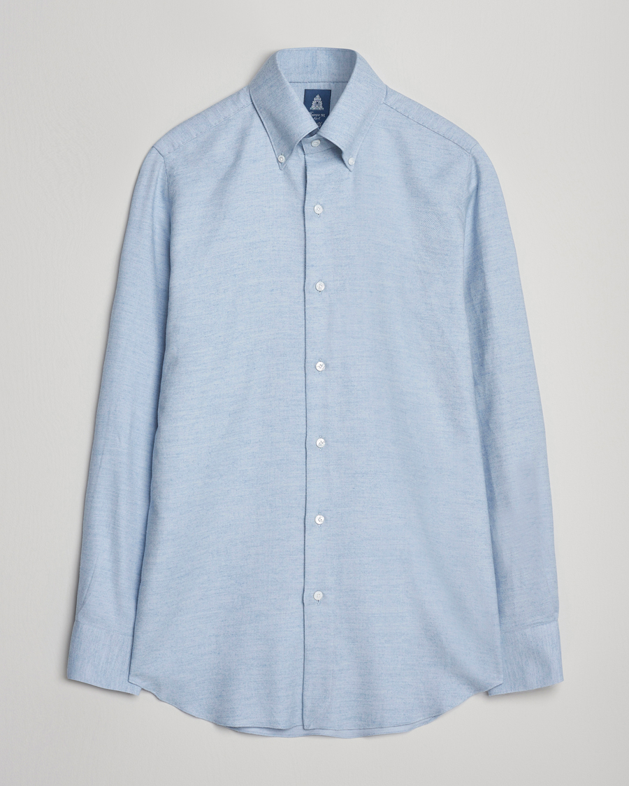Herre | Skjorter | Finamore Napoli | Milano Slim Cashmere BD Shirt Light Blue