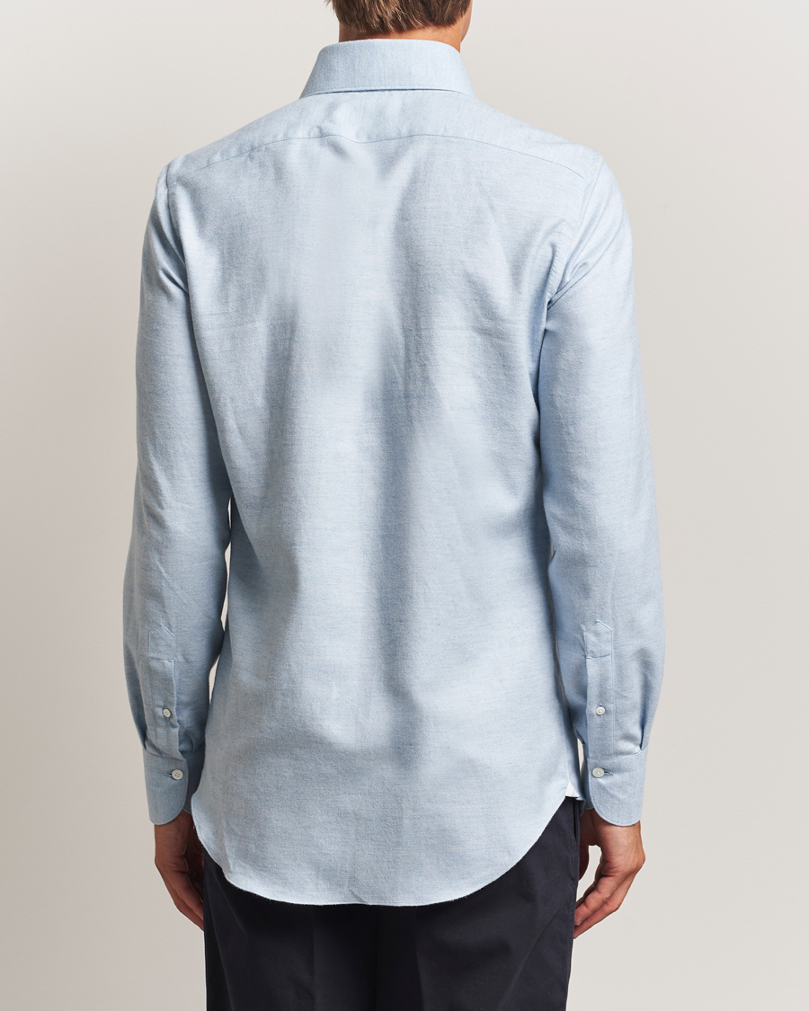 Herre | Skjorter | Finamore Napoli | Milano Slim Cashmere BD Shirt Light Blue