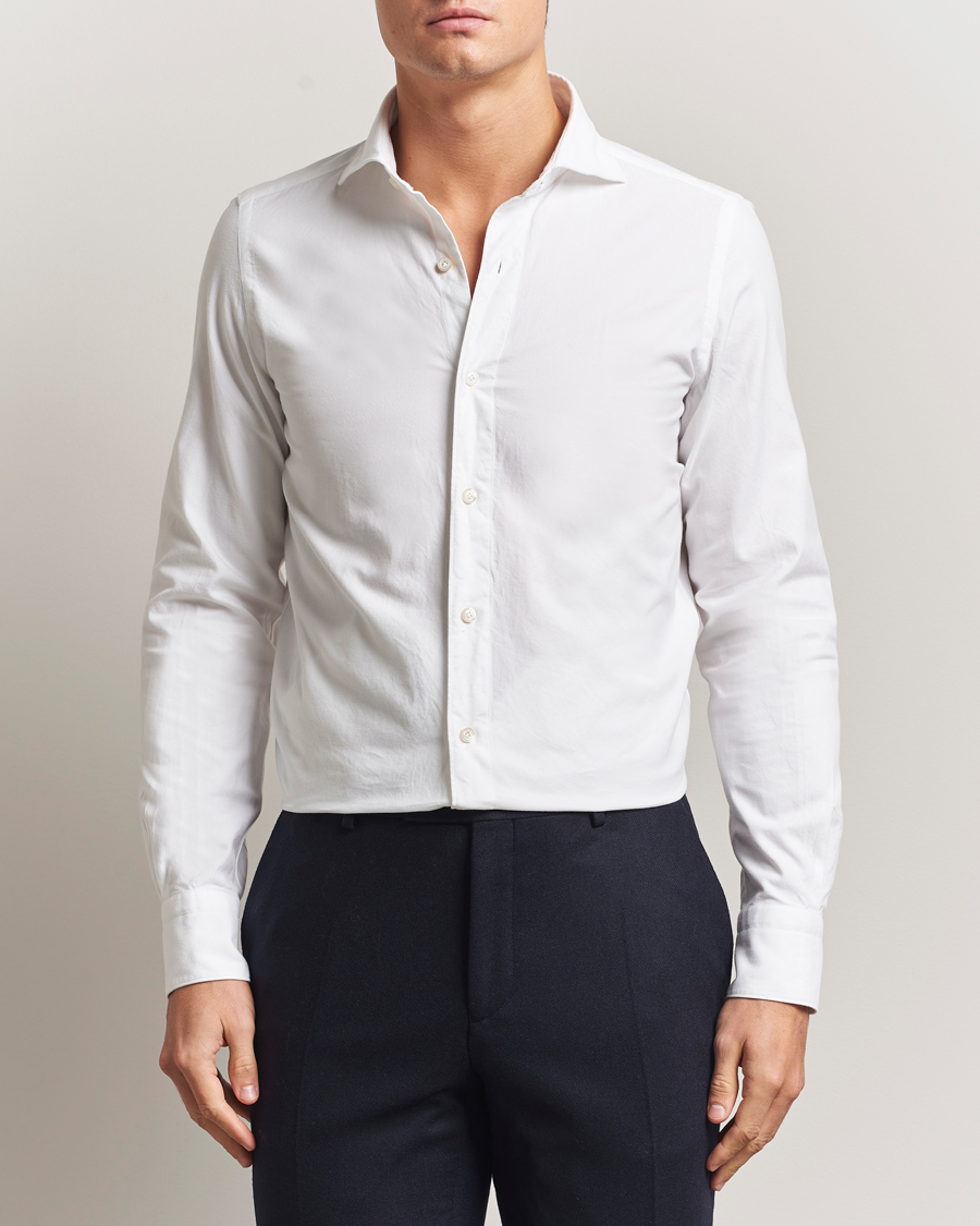 Herre | Skjorter | Finamore Napoli | Gaeta Flannel Sport Shirt White