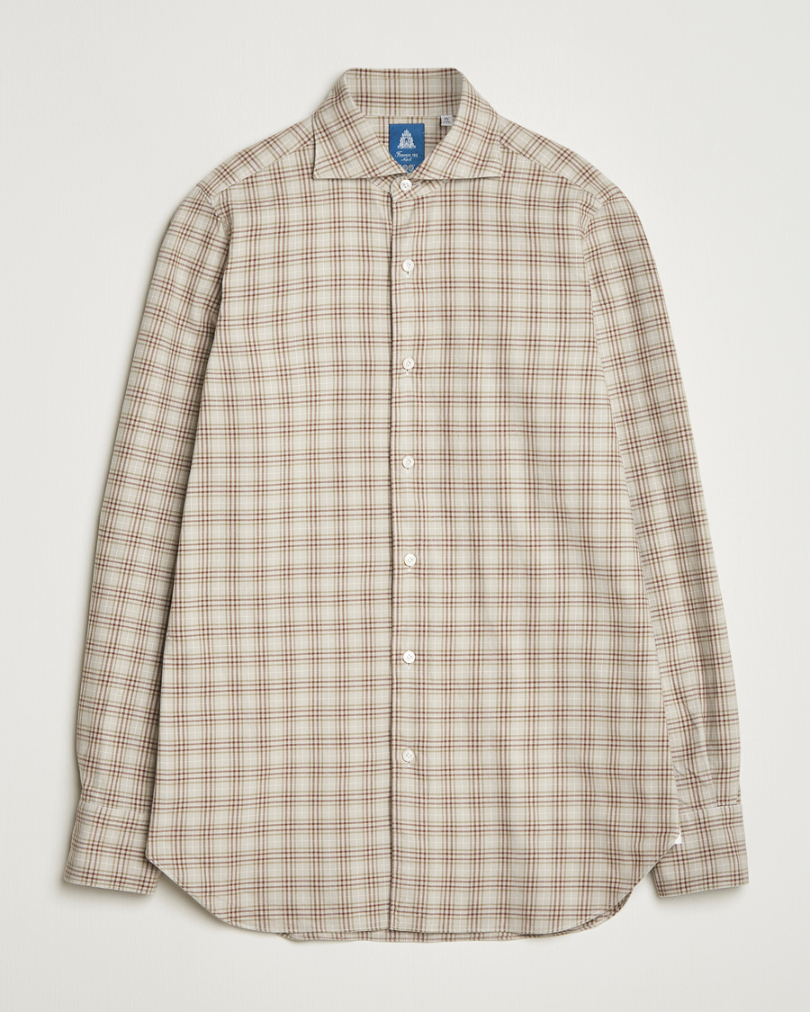 Herre | Skjorter | Finamore Napoli | Gaeta Flannel Sport Shirt Beige Check