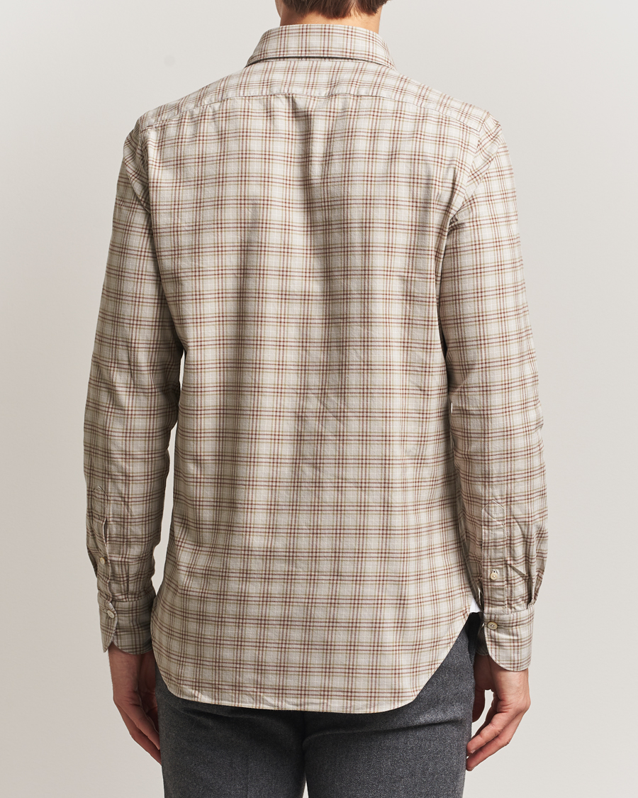 Herre | Skjorter | Finamore Napoli | Gaeta Flannel Sport Shirt Beige Check