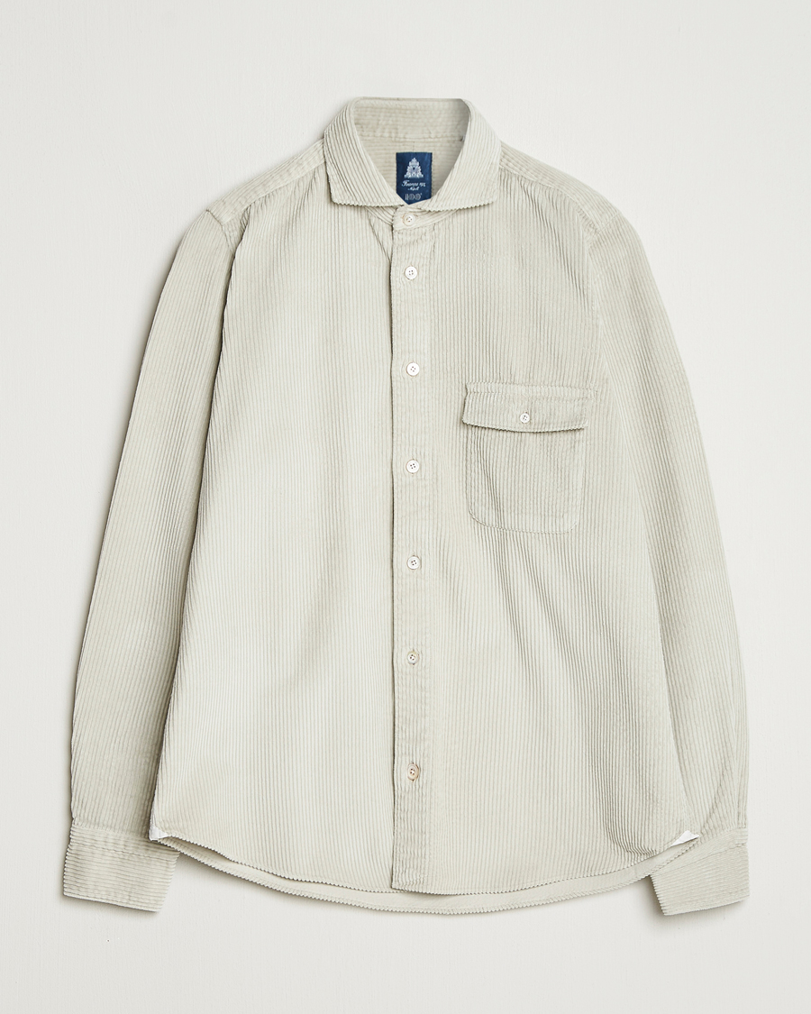 Herre | Skjorter | Finamore Napoli | Garment Dyed Corduroy Overshirt Beige